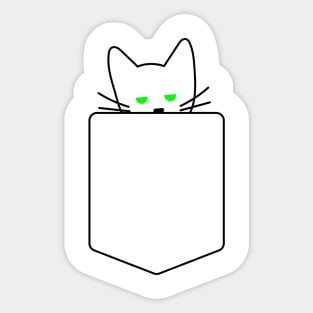 Green Eyed Cat In Pocket | One Line Drawing | One Line Art | Minimal | Minimalist Sticker
